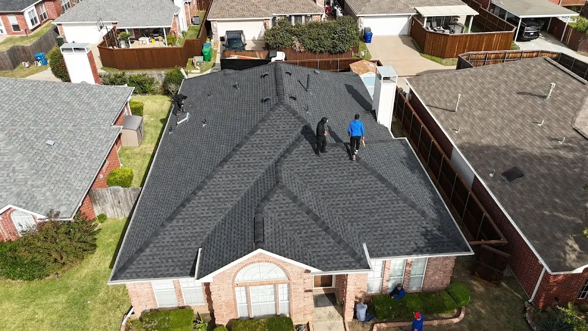 Slate & Tile Roof Repair work in progress on a Prairie View property